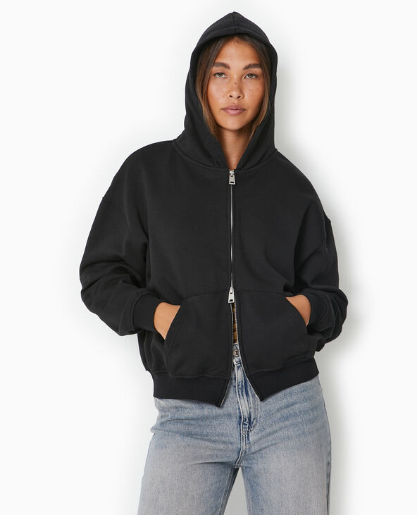 Sweat zippé avec capuche noir - Pimkie