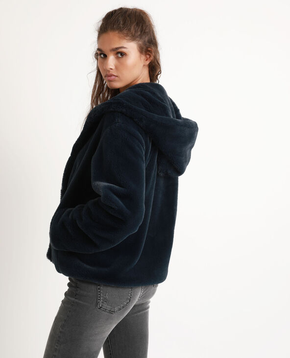 Manteau court online femme capuche fourrure