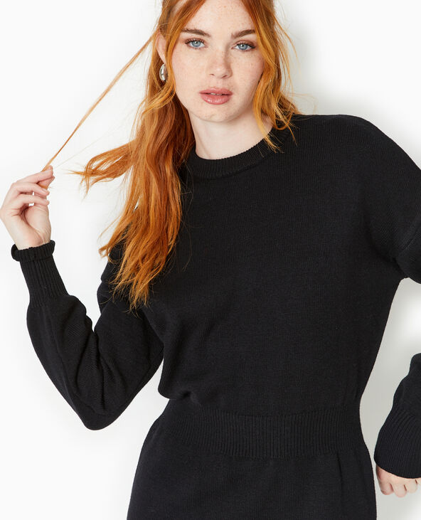 Robe en maille avec taille marquée noir - Pimkie