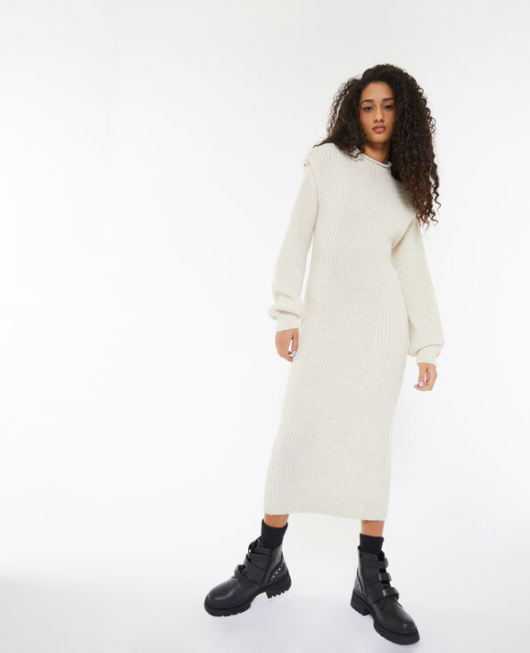 Robe pull longue avec effet épaulette sable - Pimkie