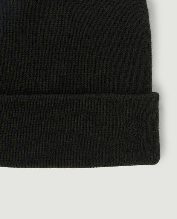 Bonnet avec revers noir - Pimkie
