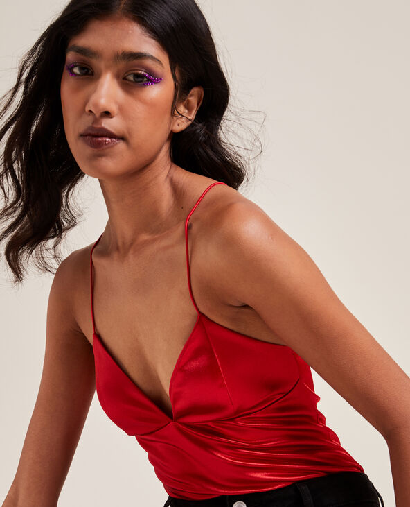 Body en maille satinée rouge - Pimkie