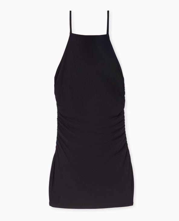 Robe courte en maille extensible avec fronces noir - Pimkie