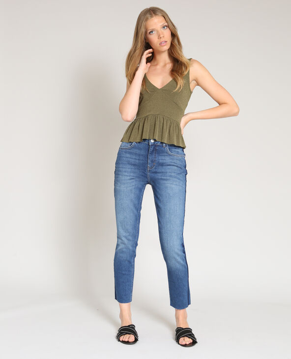 Crop top à volant vert de gris - Pimkie
