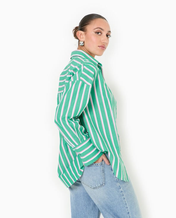 Chemise oversize rayée esprit pyjama d'homme vert - Pimkie