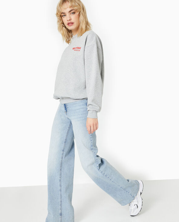 Sweat oversize avec print NEW YORK gris chiné - Pimkie