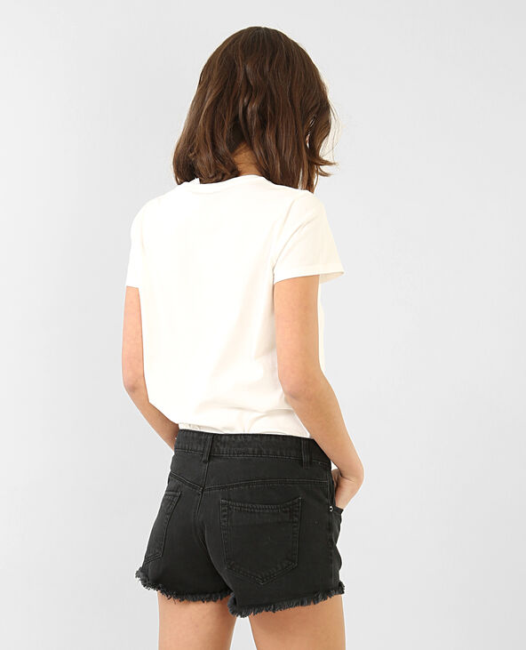 T-shirt broderie rose blanc - Pimkie