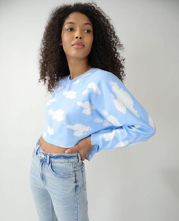 Sweat molleton à nuages bleu - Pimkie