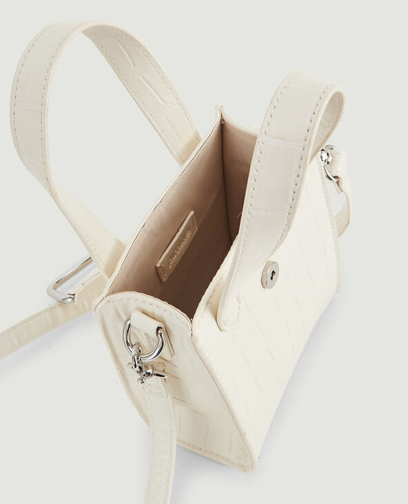 Mini sac avec poignées en simili effet croco écru - Pimkie