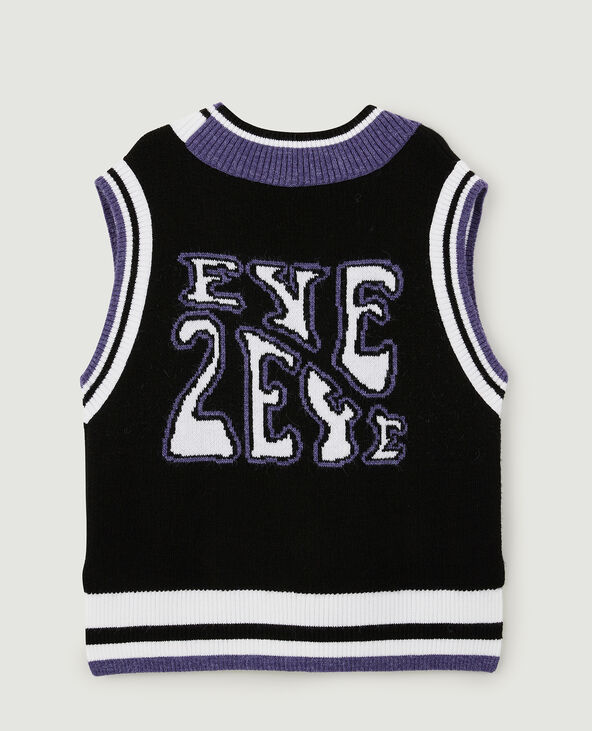 Pull sans manches motif inscription noir - Pimkie