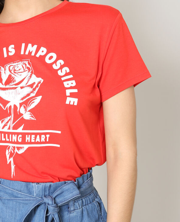 T-shirt Nothing Is Impossible rouge - Pimkie