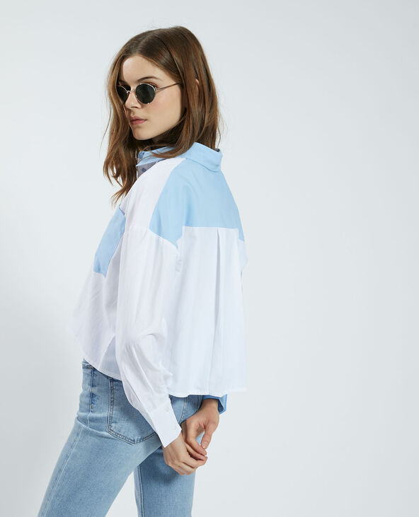 Chemise cropped bicolore bleu - Pimkie