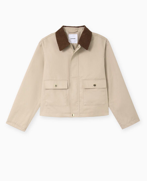 Veste en toile avec col velours côtelé doré - Pimkie