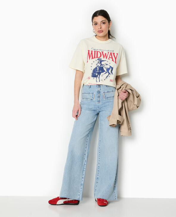 T-shirt oversize avec print devant blanc - Pimkie
