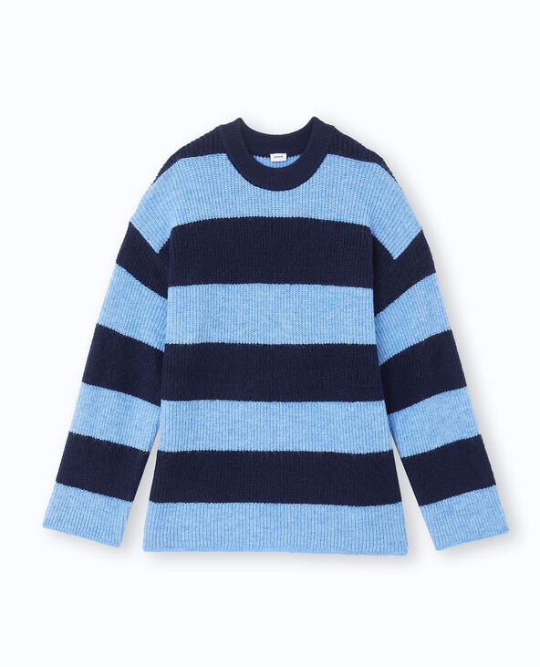 Pull oversize en maille rayée bleu - Pimkie