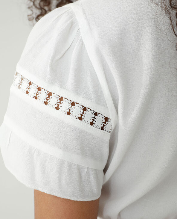 Blouse cropped smockée blanc - Pimkie