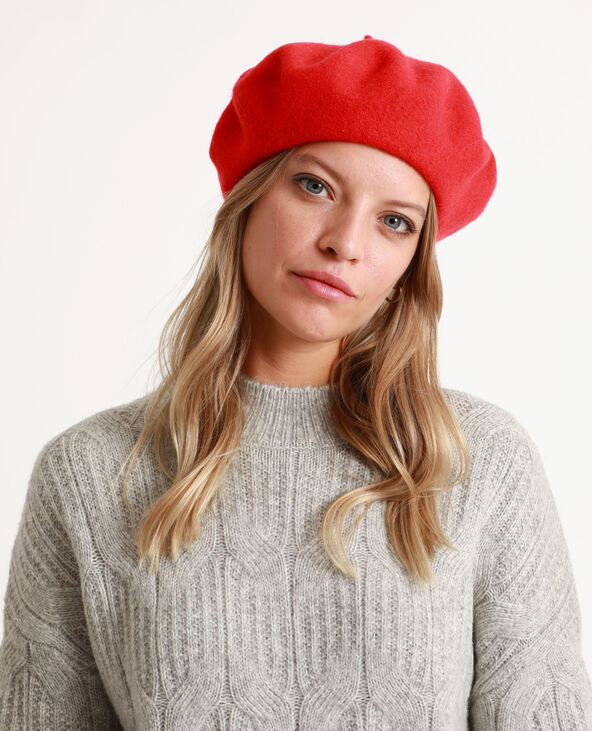 Béret en laine bordeaux - Pimkie