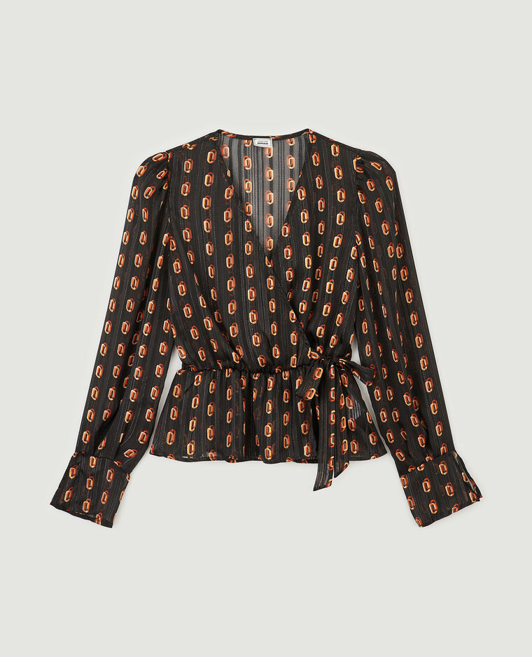 Blouse cache-cœur fils métallisés noir - Pimkie