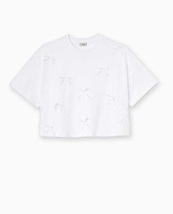 T-shirt court avec nœuds blanc - Pimkie