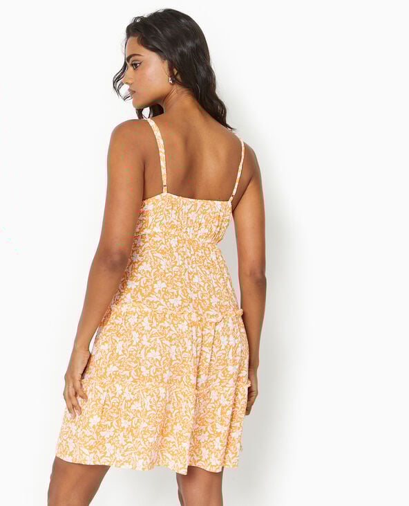 Robe courte à bretelles avec petits volants orange - Pimkie
