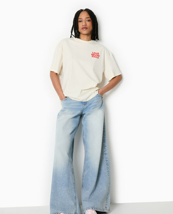 T-shirt oversize avec print poitrine et dos blanc - Pimkie