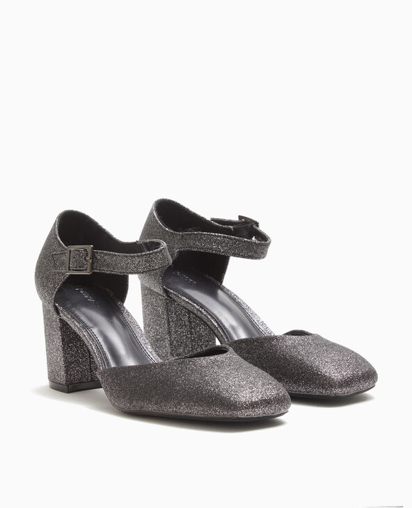 Babies à talons avec paillettes argenté - Pimkie