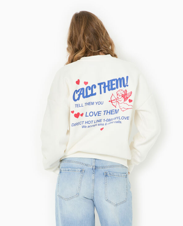 Sweat oversize avec print poitrine et dos  blanc - Pimkie