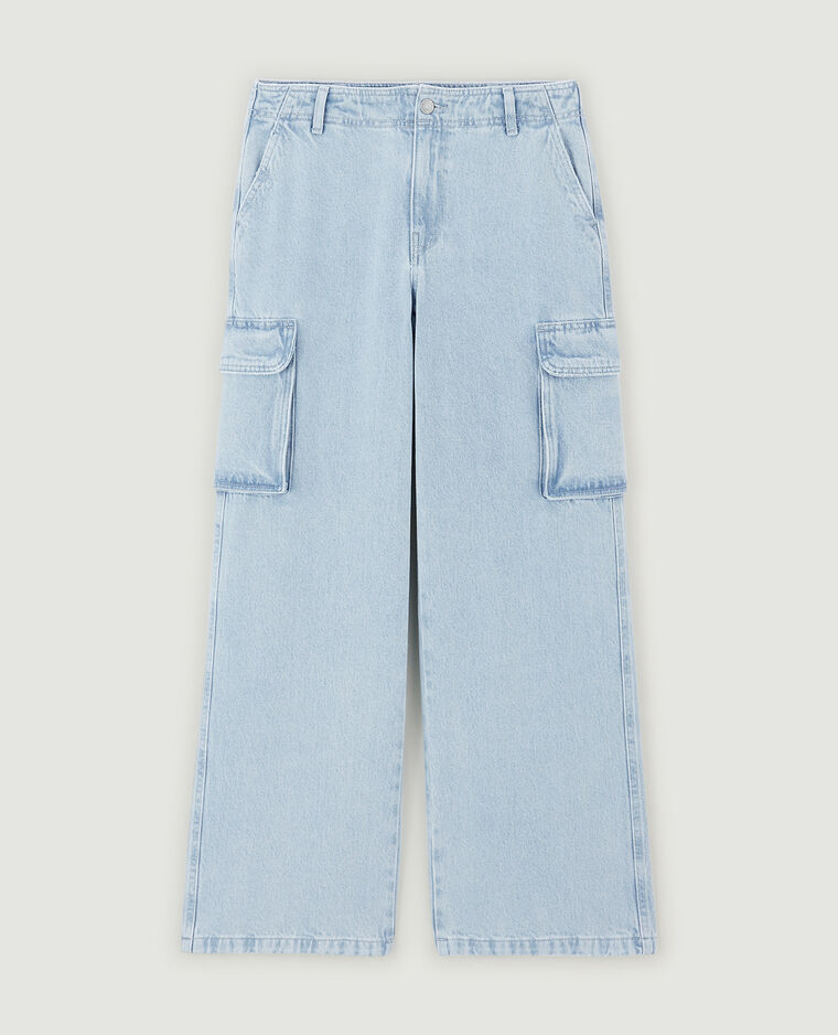 Jean cargo large bleu délavé - Pimkie