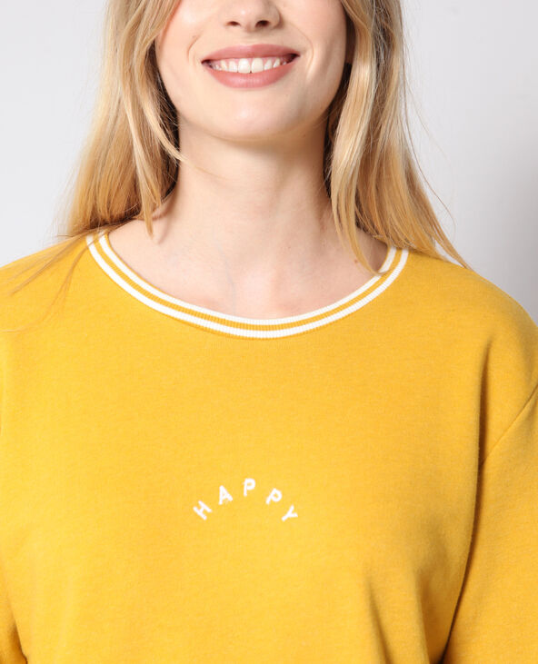 Sweat à message jaune ocre - Pimkie