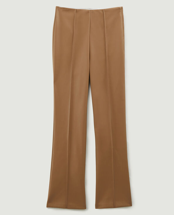 Pantalon flare en simili cuir beige - Pimkie