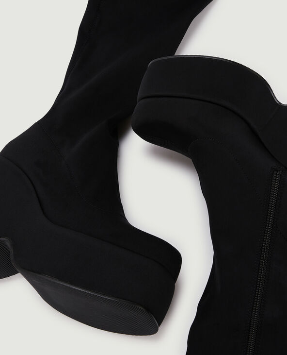 Bottes hautes avec semelles plateformes noir - Pimkie