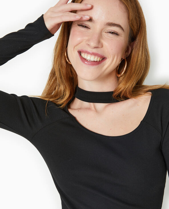 Top manches longues avec cut out devant noir - Pimkie