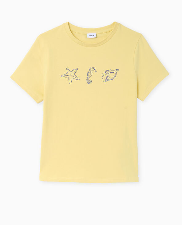 T-shirt ajusté avec print devant Jaune pâle - Pimkie