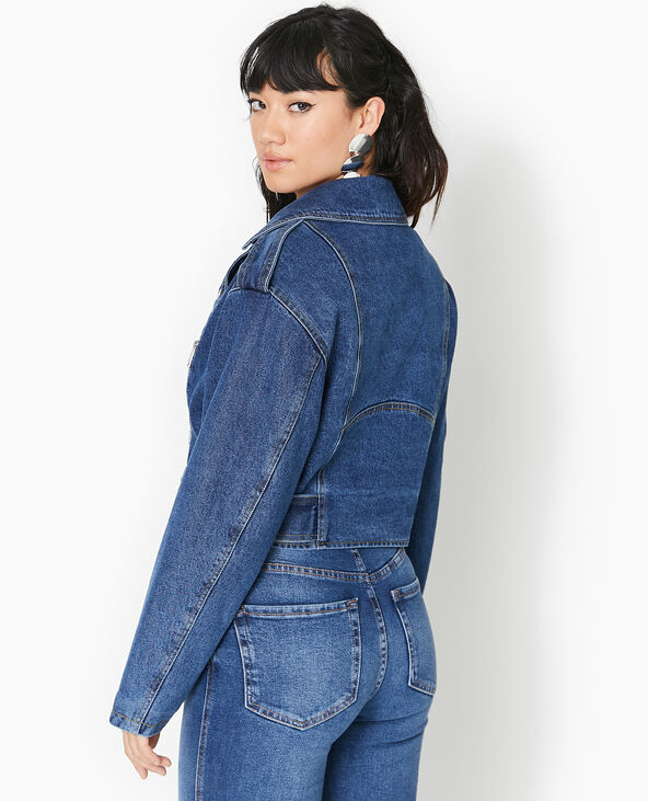 Blouson biker en jean bleu - Pimkie