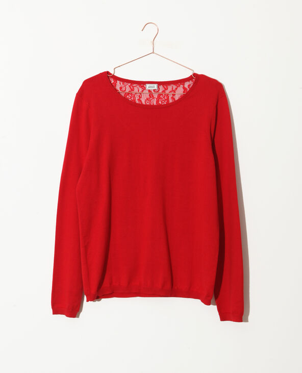 Pull dentelle bordeaux - Pimkie