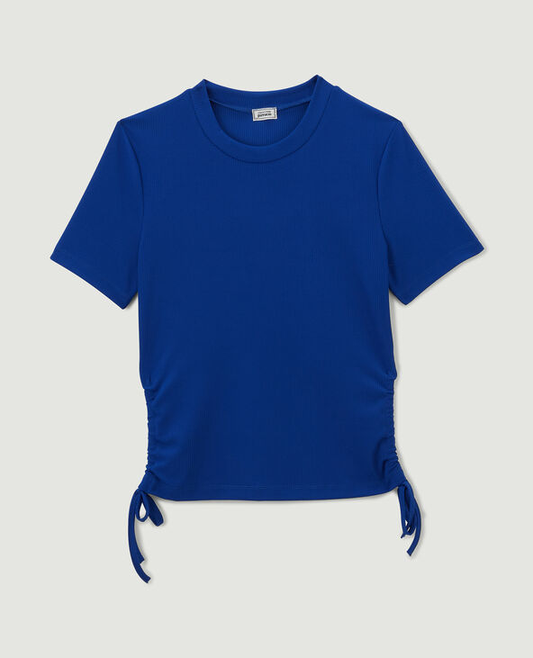 Top maille côtelée avec noeuds bleu marine - Pimkie