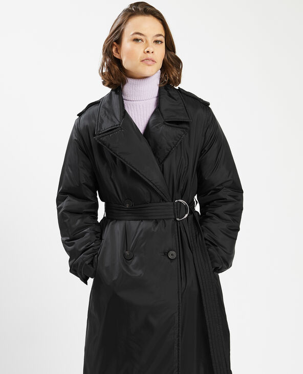 Manteau doudoune à ceinture noir - Pimkie