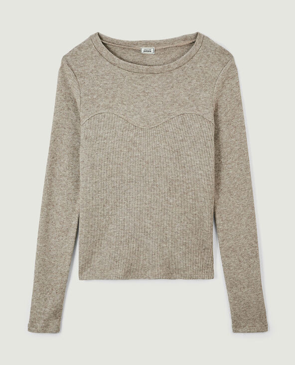 Top manches longues effet corset taupe - Pimkie
