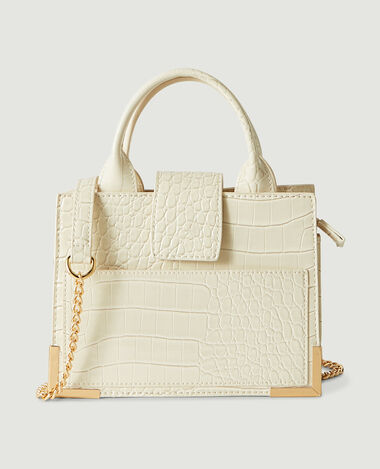 Sac boxy effet croco blanc - Pimkie