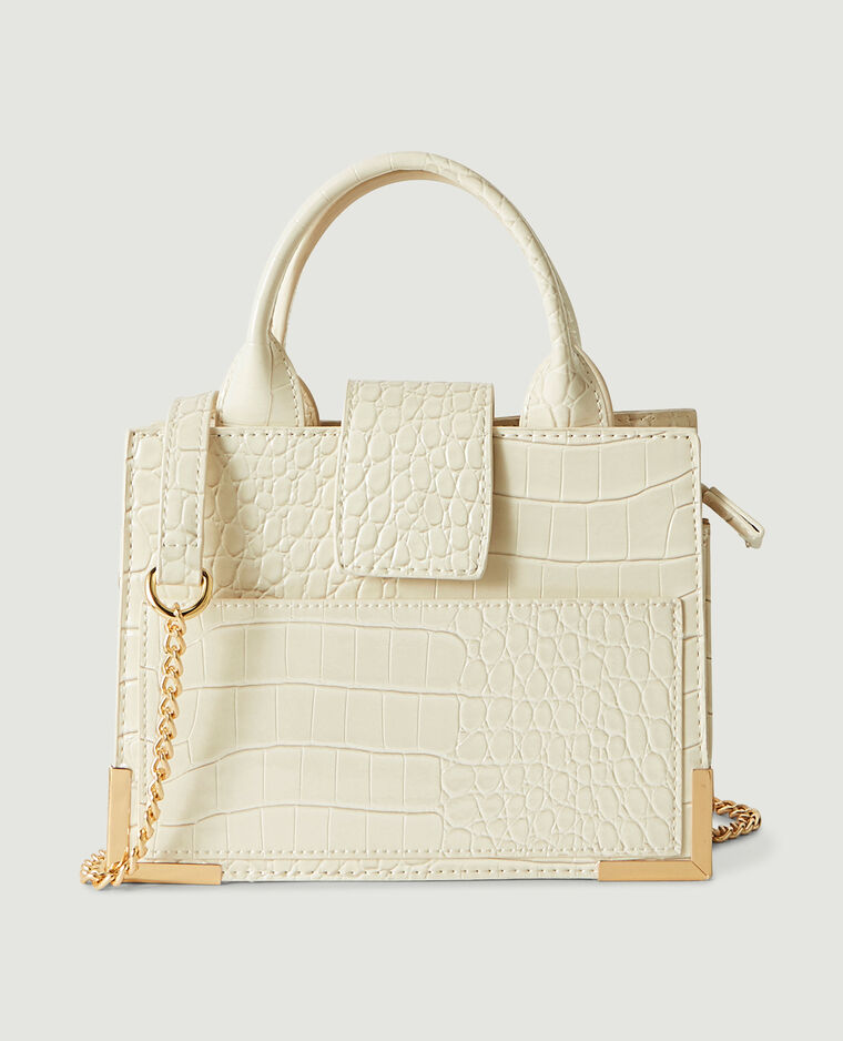 Sac boxy effet croco blanc - Pimkie
