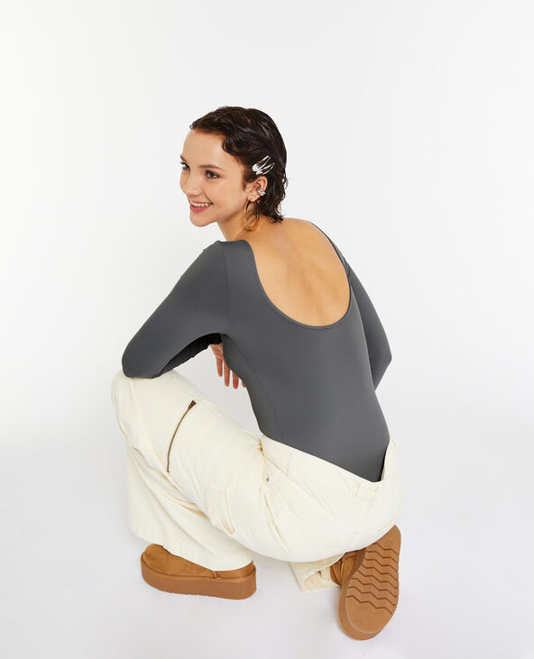 Body manches longues dos décolleté gris - Pimkie