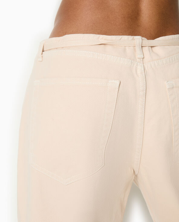 Jean droit taille basse avec ceinture à nouer écru - Pimkie