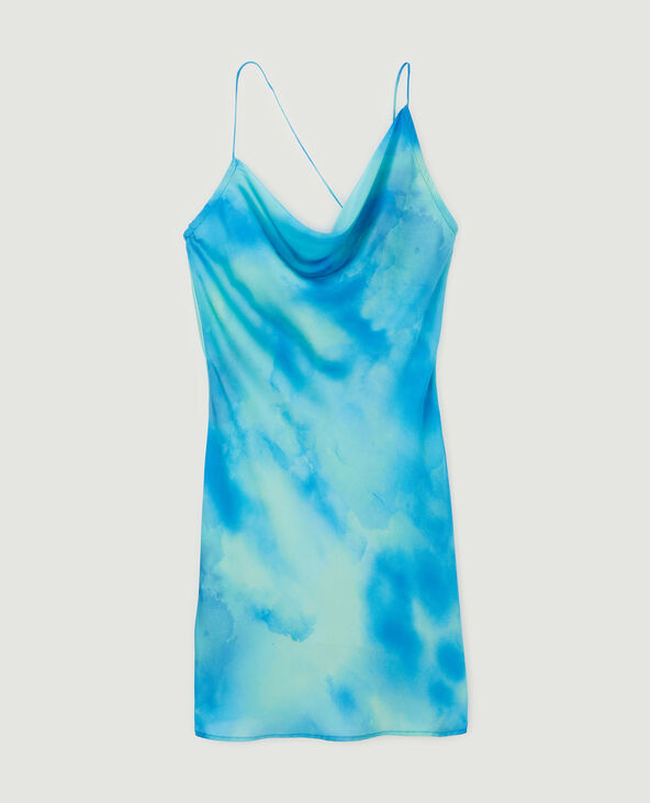 Robe courte asymétrique col bénitier bleu - Pimkie