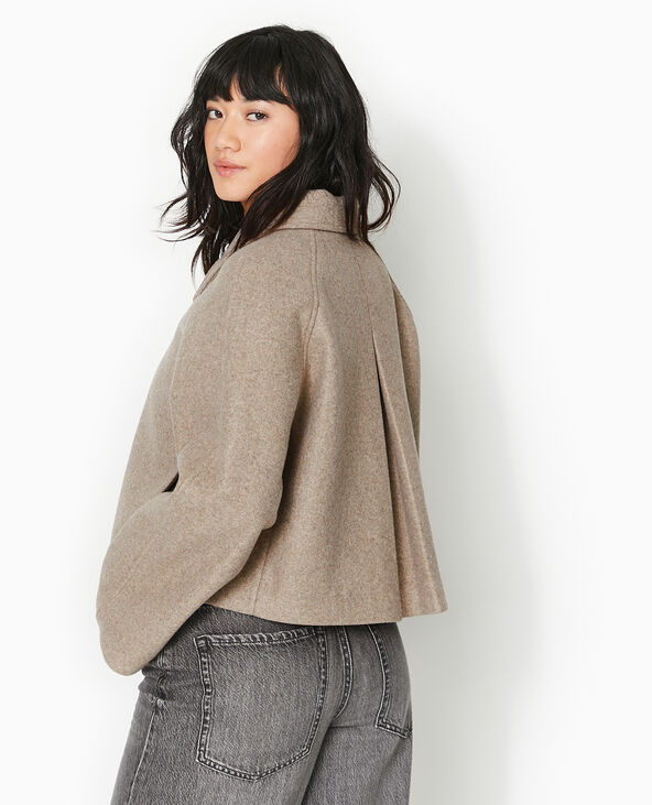 Veste courte trapèze effet drap de laine marron - Pimkie