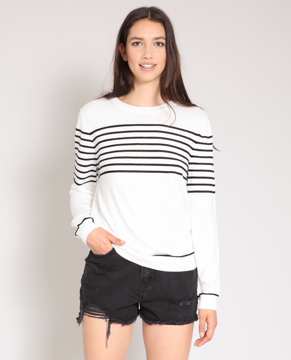 Pull à rayures blanc - Pimkie