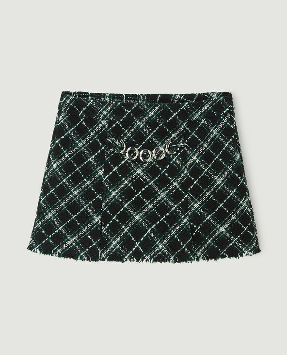 Jupe-short en tweed vert - Pimkie