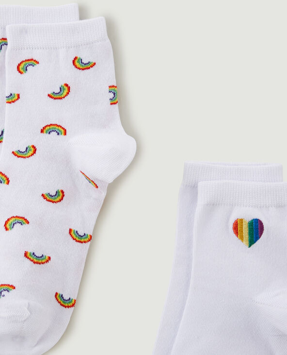 Lot de 2 paires de chaussettes courtes blanc - Pimkie
