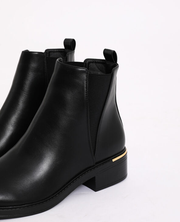 Bottines en simili cuir noir - Pimkie