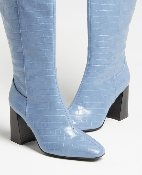 Bottes hautes croco bleu foncé - Pimkie