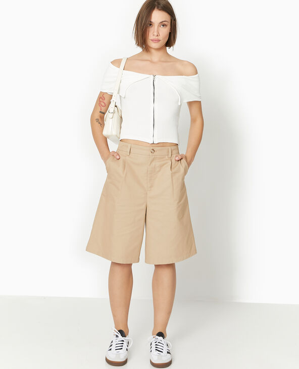 Top zippé avec encolure Bardot blanc - Pimkie